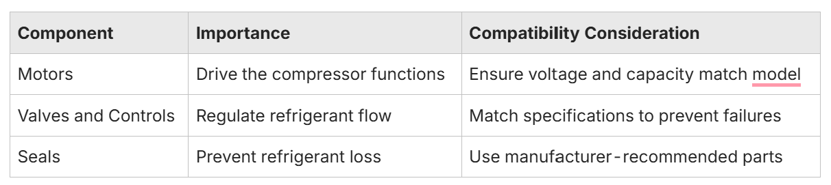 Overview of parts