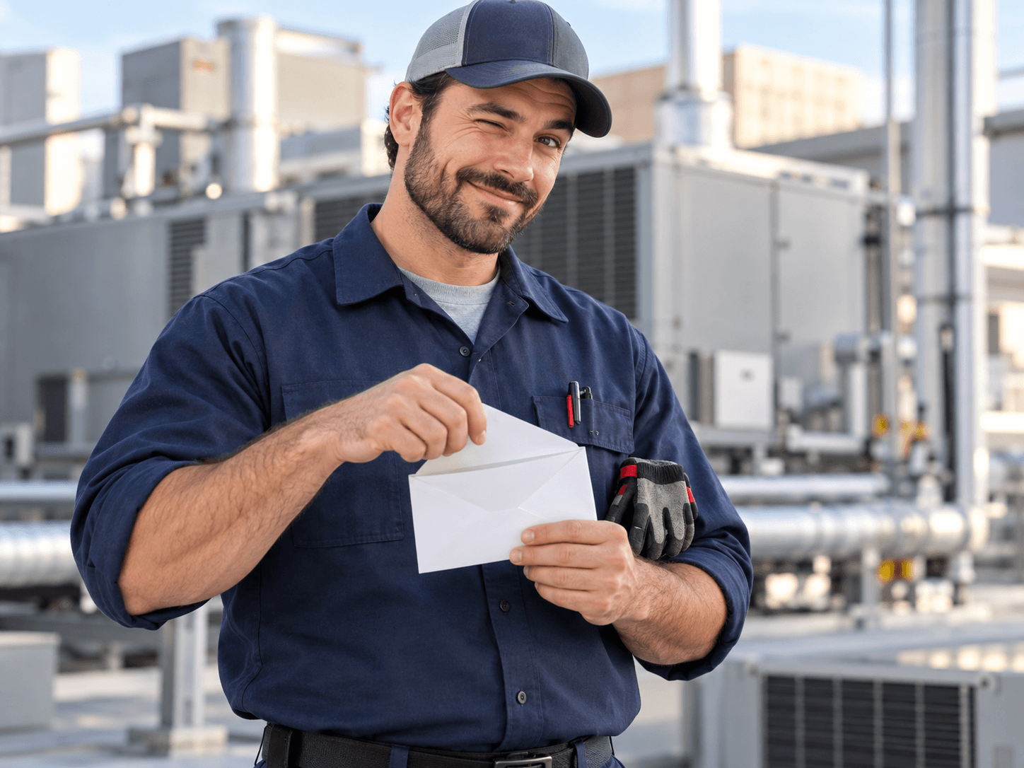 Commercial HVAC/R Technician with operating envelope winking